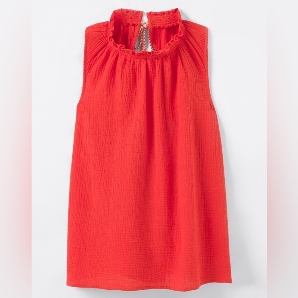 Matilda Jane Red Maui Mock-neck Tank Cotton with Tie and Cutout Back XXL